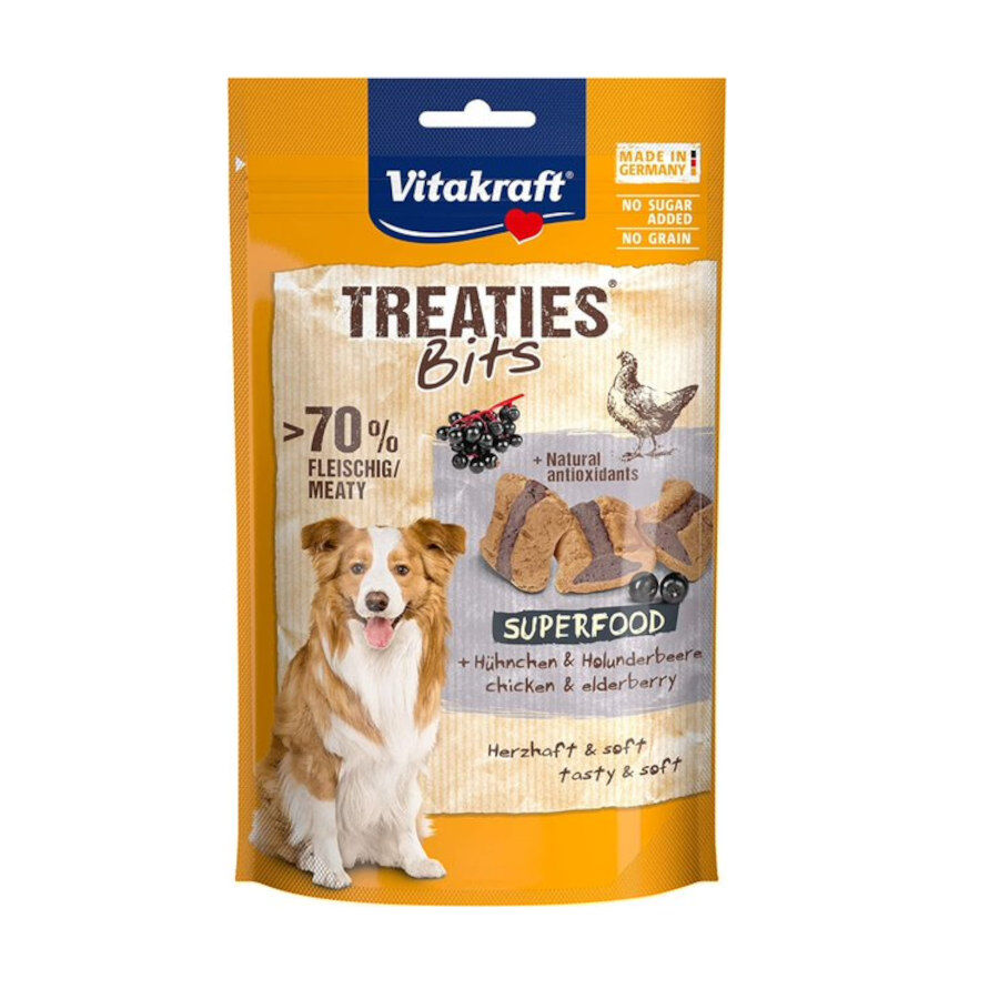 100 g Vitakraft Bocaditos Treaties Bits Pollo y Bayas de Sauco para perros, , large Imagen numero 1